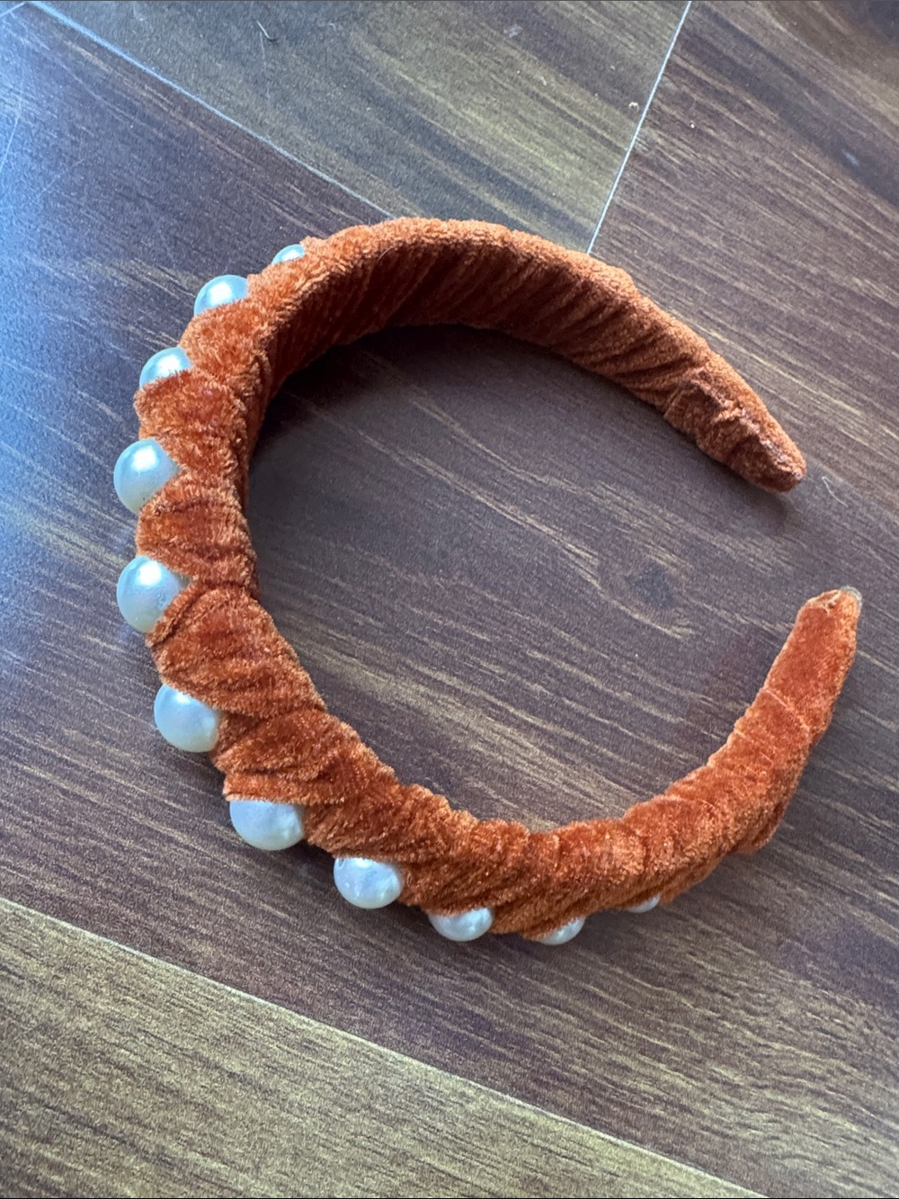 Velvet Pearl-Embellished Headband